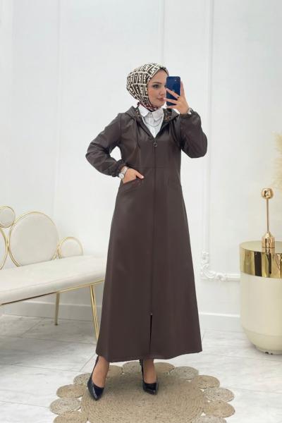 Ebru Tesettür Deri Kap Kahverengi
