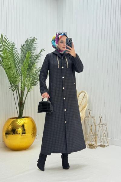 Kapitone Tesettür Kap Siyah