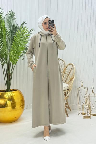 Büyük Beden Tesettür Ferace Taş