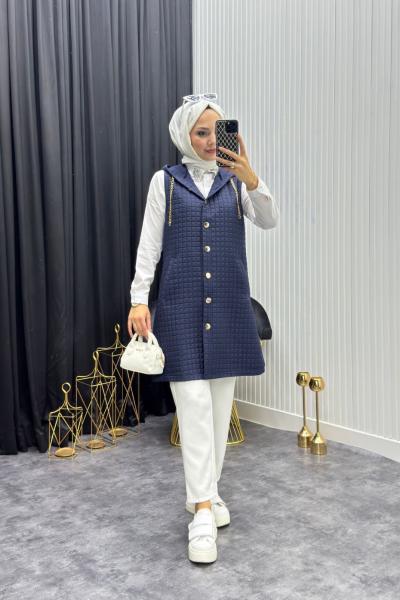 Kapitone Yelek Lacivert