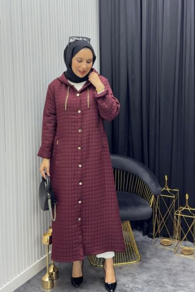 Kapitone Tesettür Kap Bordo