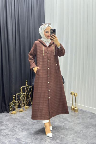 Kapitone Tesettür Kap Kahverengi