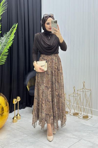 Etnik Desen Etek Kahverengi