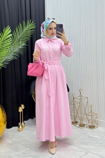 Gömlek Elbise Pembe